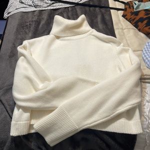Cream Cropped Turtleneck Sweater // NWT